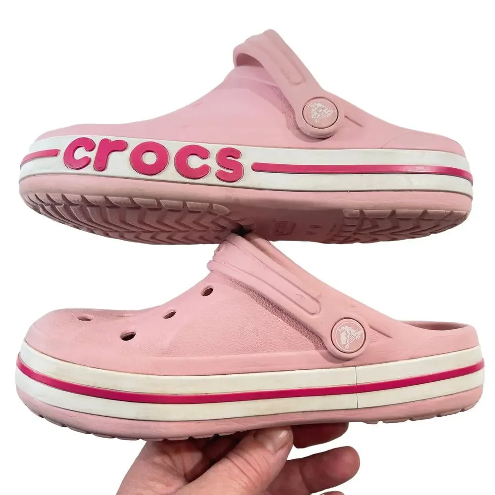 Crocs Bayaband Girl's Big Kids Size J3 (See Notes) Light Pink Large Side Logos